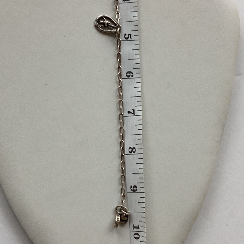 Island Cowgirl Silver 10 inch Ankle Chain Bracelet with Peace Charm HTF - Picture 2 of 2